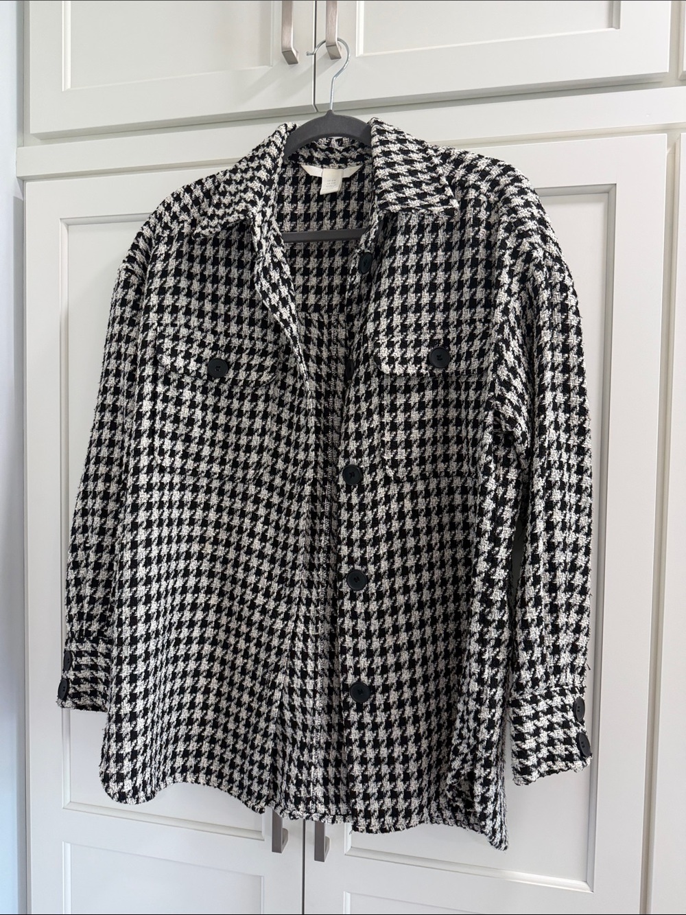 H&M Black and White Houndstooth Utility Jacket